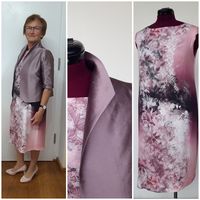 Maßanfertigung - Bratmutter Outfit -schlichtes Kleid aus Viskose mit Bolero aus Dupionseide